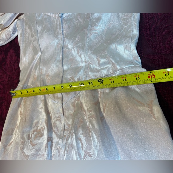 Vintage Satin Blush Pink Puff Sleeve Dress Size 12 - Picture 5 of 13